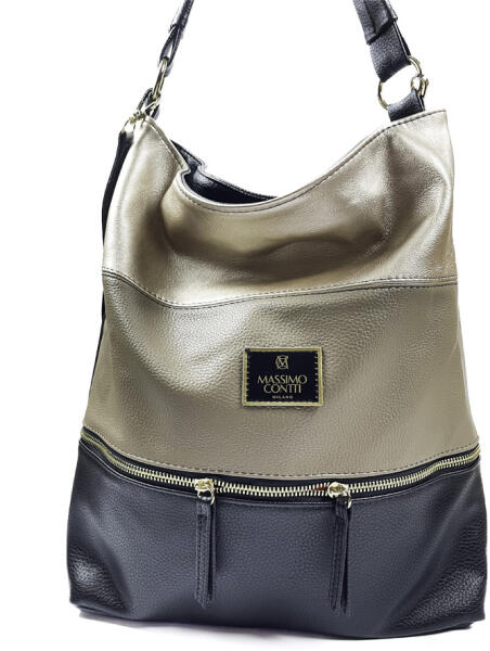 Vásárlás: Massimo Conti fekete-bézs-arany rostbőr női táska Válltáska árak  összehasonlítása, Massimo Conti fekete bézs arany rostbőr női táska boltok