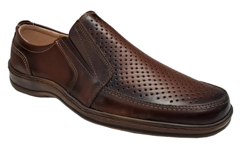 Made in Romania Pantofi barbati casual din piele naturala, perforati, cu  elastic, calapod lat, GKR23M - ellegant (Pantof barbati) - Preturi
