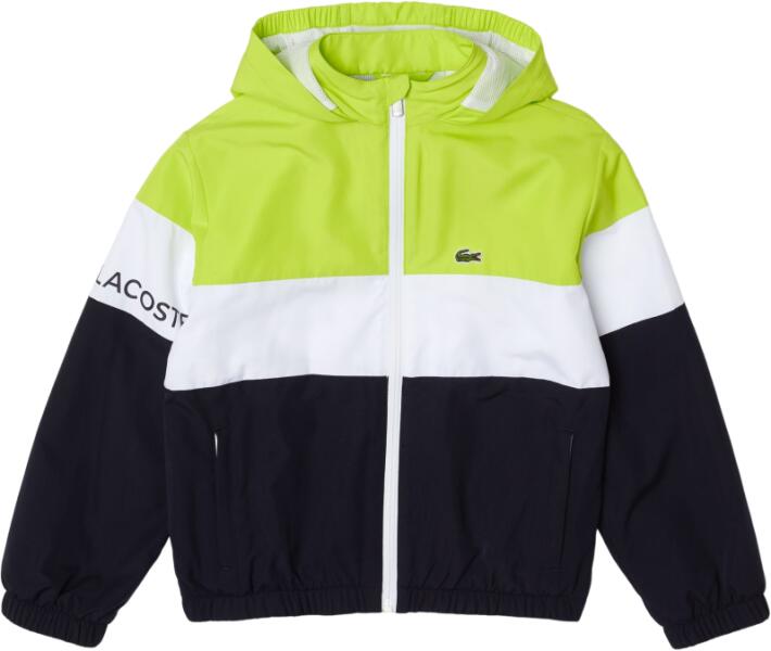 Lacoste Hanorace băieți "Lacoste Recycled Polyester Zipped Hooded Jacket -  navy blue/white/yellow (Pulover, cardigan copii) - Preturi
