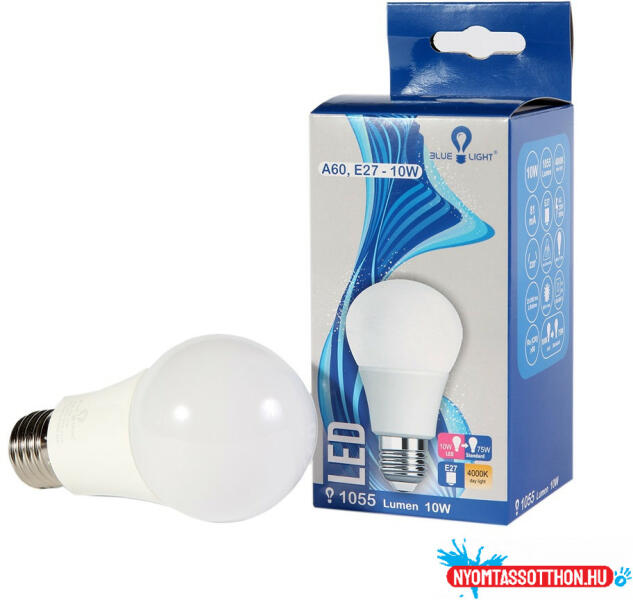 Led 10W A60, E27 1055 lm 4000k Blue Light (LEDBL855) - nyomtassotthon