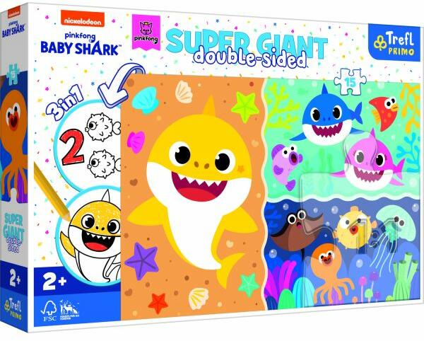 Baby Shark - Kicsi cápa kétoldalas óriás puzzle színezővel 15 db-os (42004)