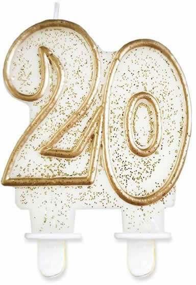Tortagyertya, 20-as, fehér, arany szegéllyel