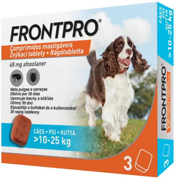 Vásárlás: FRONTPRO Rágótabletta kutyáknak bolhák és kullancsok ellen 10-25  kg között 3x68 mg Élősködők elleni készítmény kutyáknak árak  összehasonlítása, Rágótabletta kutyáknak bolhák és kullancsok ellen 10 25  kg között 3 x 68 mg boltok