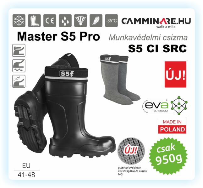Vásárlás: Camminare - Master S5 Pro EVA munkavédelmi csizma FEKETE (-35°C)  Munkavédelmi cipő, csizma árak összehasonlítása, Master S 5 Pro EVA  munkavédelmi csizma FEKETE 35 C boltok