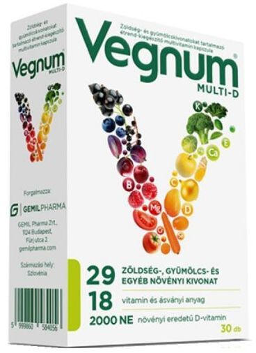 Vásárlás: Gemil Pharma Vegnum MULTI-D multivitamin kapszula 30db  Táplálékkiegészítő árak összehasonlítása, Vegnum MULTI D multivitamin  kapszula 30 db boltok