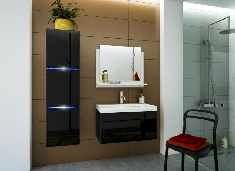 Vásárlás: Prince LUNA I 80 Magasfényű fekete fürdőszoba bútor mosdóval  Fürdőszoba bútor árak összehasonlítása,  LUNAI80Magasfényűfeketefürdőszobabútormosdóval boltok