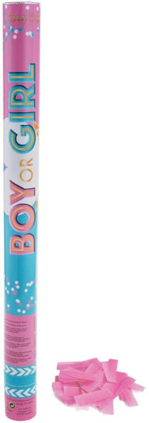 Konfetti ágyú, 60cm-es, Boy or Girl, rózsaszín konfettit kilövő (LUFI238263)