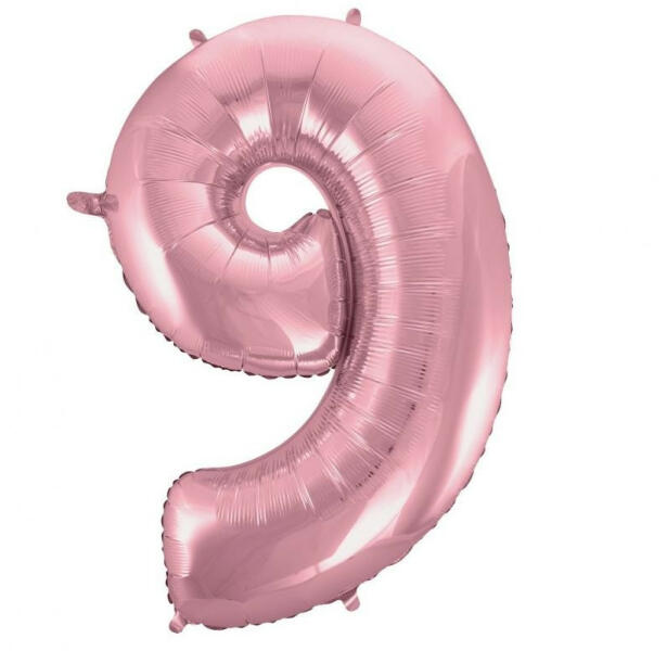 Light Pink, Rózsaszín 9-es szám fólia lufi 92 cm (MLG109375) - kidsfashion