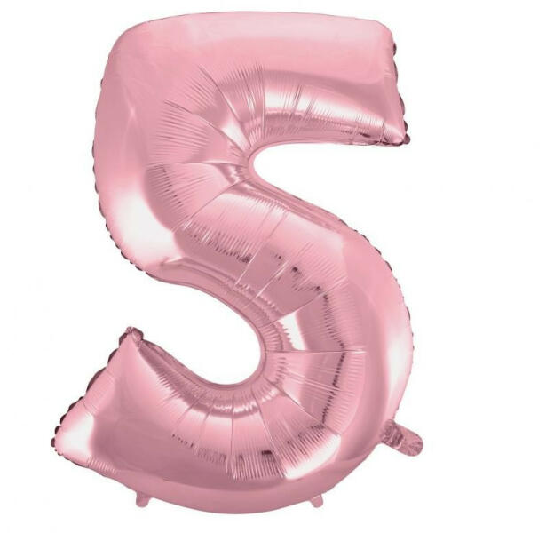 Light Pink, Rózsaszín 5-ös szám fólia lufi 92 cm (MLG109290) - kidsfashion