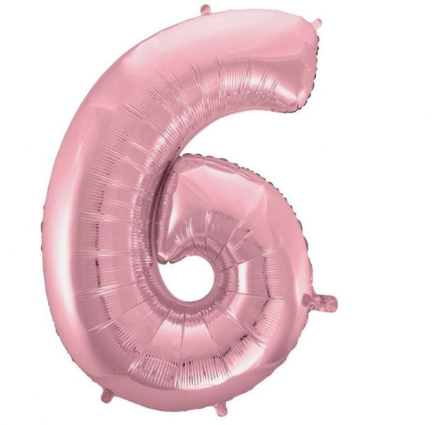 Light Pink, Rózsaszín 6-os szám fólia lufi 92 cm (MLG109313) - kidsfashion