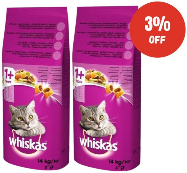Vásárlás Whiskas Whiskas Adult Beef Dry Food 2x14kg 3 Macskaeledel