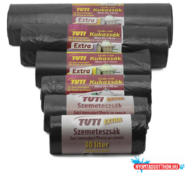 Szemeteszsák 135 liter 70 x 110 cm 10 db/tekercs fekete (18816) - nyomtassotthon