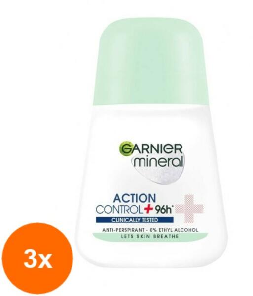 Garnier Mineral Action Control+ 96h Clinically tested roll-on 3x50 ml  (Deodorant) - Preturi