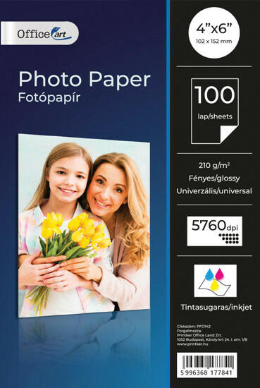 OfficeArt Fotópapír 10, 2x15, 2 cm 210 gramm Fényes Tintasugaras  Nyomtatóhoz 100 lap/Csomag (HFBX0010) fotópapír vásárlás, olcsó OfficeArt  Fotópapír 10, 2x15, 2 cm 210 gramm Fényes Tintasugaras Nyomtatóhoz 100  lap/Csomag (HFBX0010) árak, fotopapír akciók