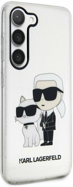 Telefontok Samsung Galaxy S23 - Karl Lagerfeld Karl and Choupette -  átlátszó/csillámos műanyag hátlap tok
