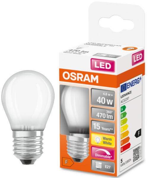 Vásárlás: OSRAM E27 LED SStar kisgömb 4, 8W 470lm 2700K melegfehér,  szabályozható 320° opál - 40W izzó helyett (4058075436909) LED izzó árak  összehasonlítása, E 27 LED SStar kisgömb 4 8 W 470