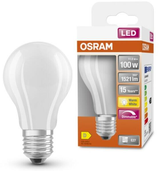 E27 LED SStar 11W 1521lm 2700K melegfehér, szabályozható 320° opál - 100W izzó helyett (4058075245860)