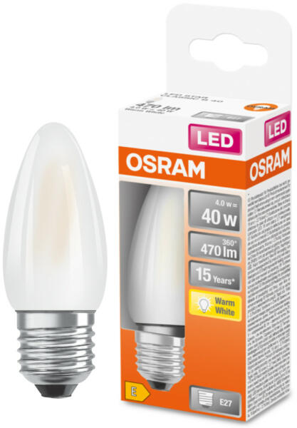 Vásárlás: OSRAM E27 LED Star gyertya 4W 470lm 2700K melegfehér 300° opál -  40W izzó helyett (4058075437265) - lumenet LED izzó árak összehasonlítása,  E 27 LED Star gyertya 4 W 470 lm