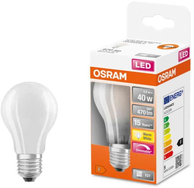 Vásárlás: OSRAM E27 LED SStar 4, 8W 470lm 2700K melegfehér, szabályozható  320° opál - 40W izzó helyett (4058075054226) LED izzó árak  összehasonlítása, E 27 LED SStar 4 8 W 470 lm 2700 K melegfehér  szabályozható 320 opál 40 W izzó helyett 4058075054226 ...