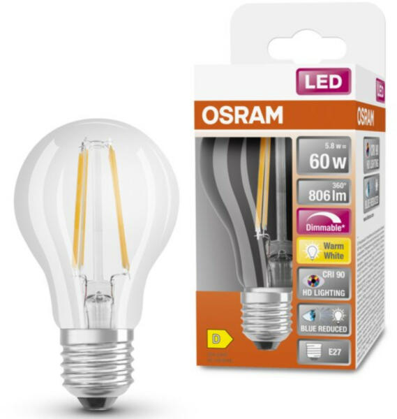 E27 LED SStar+ 5, 8W 806lm 2700K melegfehér, szabályozható 300° - 60W izzó helyett (4058075602458)