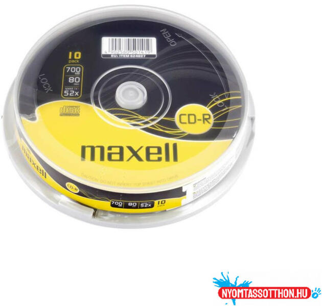 Maxell CD-R 700MB 52-56x cake box 10 db/doboz, Maxell (62402740IN) -  nyomtassotthon írható CD, DVD vásárlás, olcsó Maxell CD-R 700MB 52-56x cake  box 10 db/doboz, Maxell (62402740IN) - nyomtassotthon írható DVD, CD
