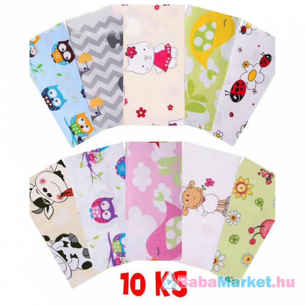 Flanel pelenka nyomtatott mintával 70x80 cm 10 db (25432)