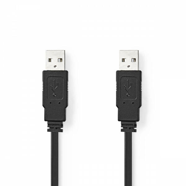 Nedis USB kábel | USB 2.0 | USB-A Dugasz | USB-A Dugasz | 480 Mbps |  Nikkelezett | 1.00 m | Lapos | PVC | Fekete | Műanyag Zacskó  (CCGP60005BK10) vásárlás, olcsó