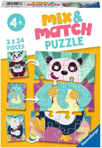 Ravensburger Puzzle Amestecă și potrivește puzzle cu animale amuzante 3 x  24 Piese (51373-R) (Puzzle) - Preturi