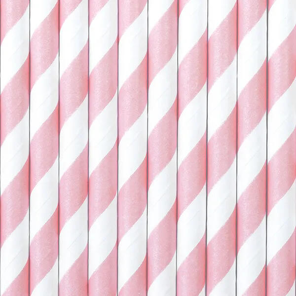 Szívószál papírból, light pink csíkos