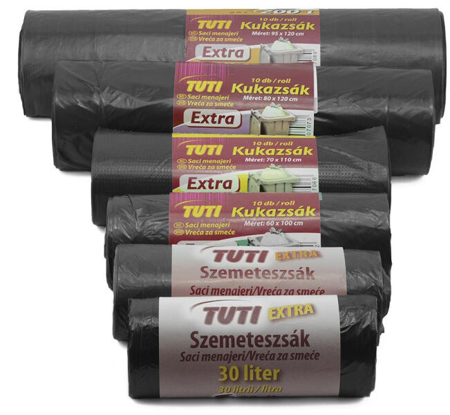 Szemeteszsák 135 liter 70 x 110 cm 10 db/tekercs fekete - bolt