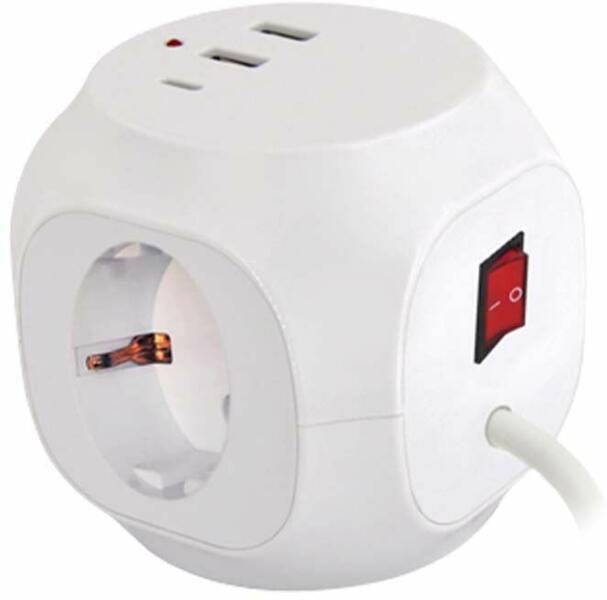 3 Plug + 3 USB 1,5 m Switch (TP1278)