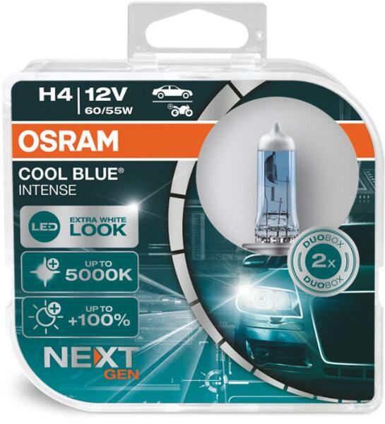 Vásárlás: OSRAM COOL BLUE INTENSE (NEXT GEN) H4 60/55W 12V 2x  (64193CBN-HCB) Autó izzó árak összehasonlítása, COOL BLUE INTENSE NEXT GEN  H 4 60 55 W 12 V 2 x 64193 CBN HCB boltok