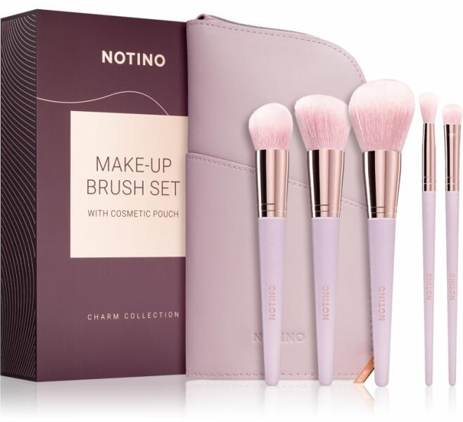 Notino Charm Collection Make-up brush set with cosmetic pouch set de  pensule cu geantă Dusty pink (Pachete de cadouri) - Preturi