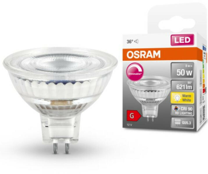 GU5, 3 12V LED SStar 8W 621lm 2700K melegfehér, szabályozható 36° - 50W izzó helyett (4058075433724)