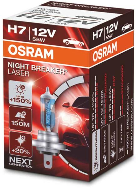 OSRAM NIGHT BREAKER LASER (NEXT GEN) PX26d H7 55W 12V (64210NL) (Bec auto)  - Preturi