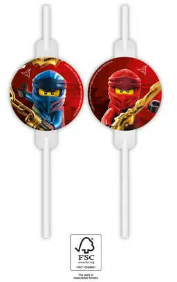 Lego Ninjago papír szívószál, 4 db-os szett FSC (PNN94104) - kidsfashion