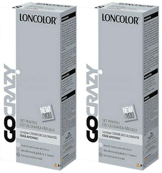 Loncolor GoCrazy Pachet Promo: 2 x Crema de Par Decoloranta fara Amoniac  Loncolor GoCrazy, 120 ml (2xPAMGC000013) (Vopsea de par) - Preturi
