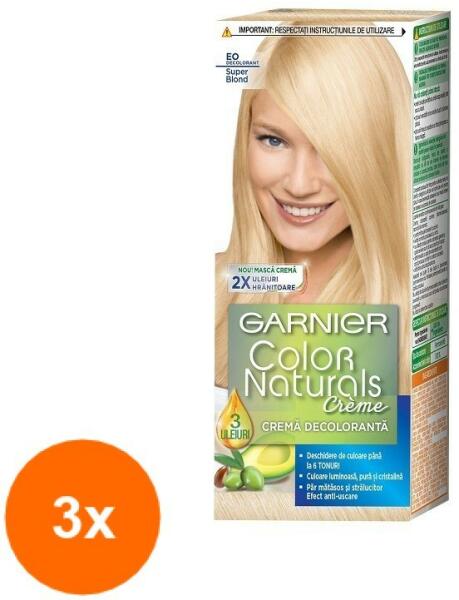 Garnier Color Naturals Set 3 x Crema Decoloranta Garnier Color Naturals E0 Super  Blond, 110 ml (Vopsea de par) - Preturi