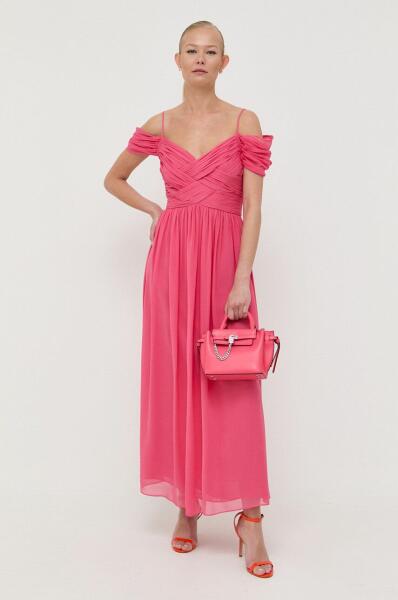 selyem ruha rózsaszín, maxi, harang alakú - rózsaszín 40
