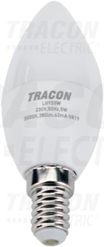 Gyertya búrájú LED fényforrásSAMSUNG chippel 230V, 50Hz, 5W, 4000K, E14, 450lm, 180°, C37, SAMSUNG chip, EEI=F (LGYS5NW)