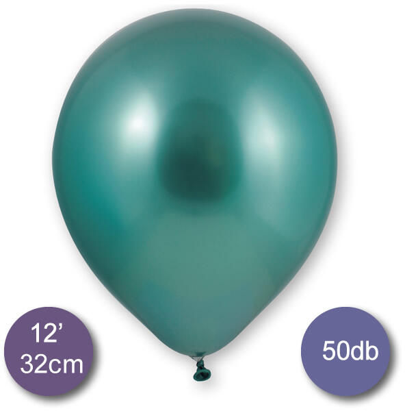 Króm (tükör) lufi, zöld színben, 50db/cs