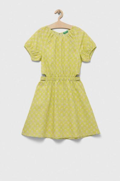 Vásárlás: United Colors of Benetton gyerek vászonruha zöld, mini, harang  alakú - zöld 122 Lányruha árak összehasonlítása, gyerek vászonruha zöld  mini harang alakú zöld 122 boltok