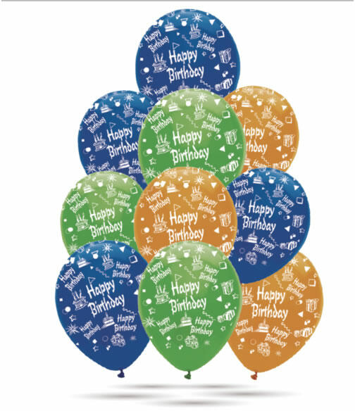 Lufi, Happy Birthday, színes, tortás, 10 db/cs
