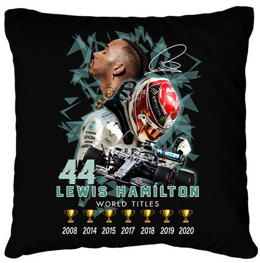 Lewis Hamilton Forma 1 bajnoki címek - Párnahuzat, Díszpárnahuzat - Fekete  (13283359)