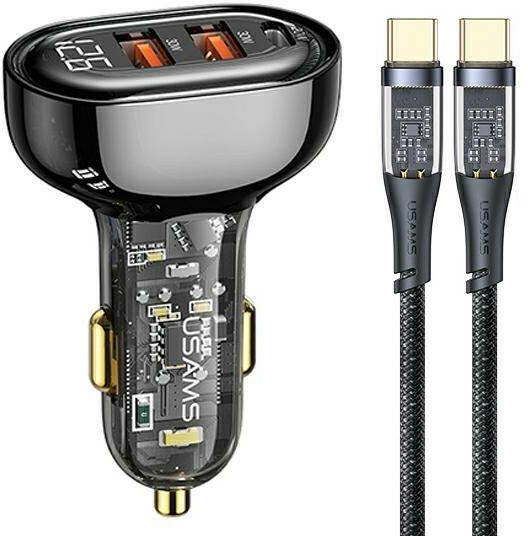 Vásárlás: USAMS autós töltő 2xUSB+1xUSB-C 80W gyorstöltés + kábel USB-C -  USB-C BXLACCTC01 Autós töltő árak összehasonlítása, autós töltő 2 xUSB 1  xUSB C 80 W gyorstöltés kábel USB C USB C