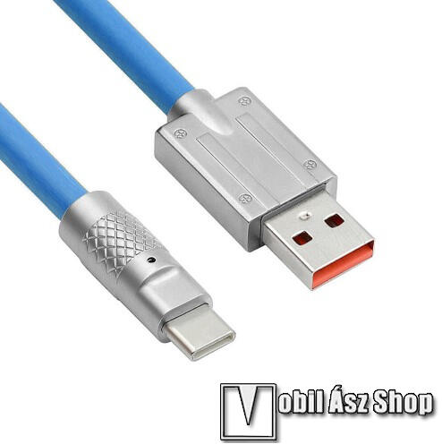 Adatátviteli kábel / USB töltő - Type-C / USB, 1m hosszú, 6A, 120W,  gyorstöltés támogatás, szilikonnal bevont kábel, törésgátló, USB2.0/480Mbps  - KÉK vásárlás, olcsó Adatátviteli kábel / USB töltő - Type-C /