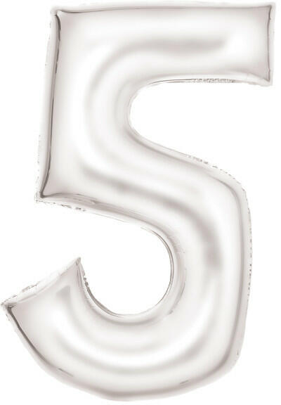 Lustre White, Fehér 5-ös szám fólia lufi 86 cm (DPA9917297) - kidsfashion