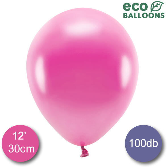 Eco lufi, latex, metál fuxia, d30, 100 db
