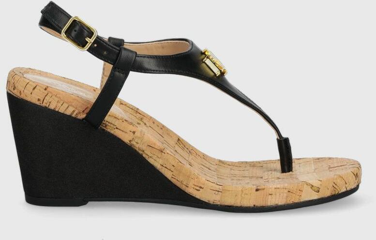 Lauren Ralph Lauren sandale 802898612001 femei, culoarea negru, toc pana  PPYX-OBD1BE_99X (Sandale dama) - Preturi
