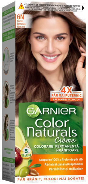 Garnier Vopsea de par permanenta cu amoniac Garnier Color Naturals 6N Saten  Deschis Natural, 110 ml (NM8706) (Vopsea de par) - Preturi
